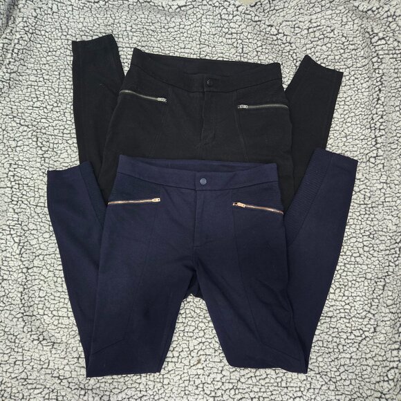 Athleta Pants - 2 Pairs Athleta Ponte Moto 2.0 Leggings Size 6 Navy and Black